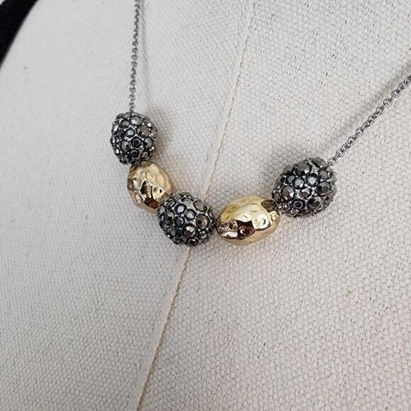 Silver/Gold Beaded Necklace - Picture 5 of 8